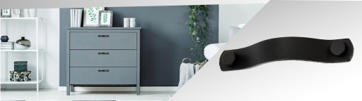 Kožená ÚCHYTKA na nábytkové skrinky Úchytka Úchytka KNOB - Čierny odtieň 160 mm