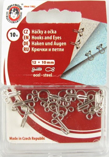 Háčiky na oblečenie 12+10mm, nikel, 18 sád