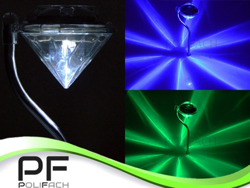 diamantová solárna lampa 2LED biela/RGB P-780
