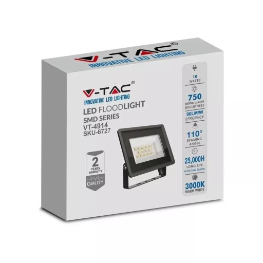 V-TAC 10W Čierny VT-4914 6400K LED projektor
