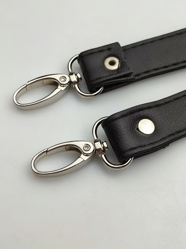 Popruh na kabelku, 20 mm, čierny, so striebornými karabínkami, 120 cm