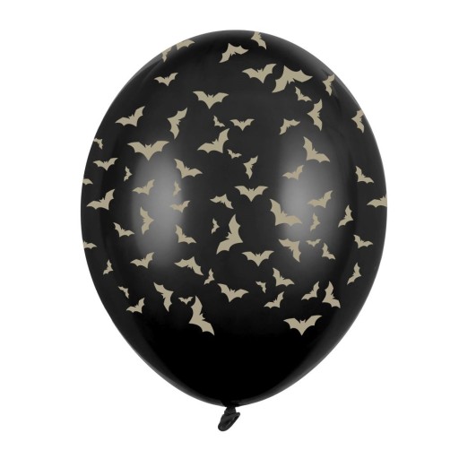 Balóny HALLOWEEN čierne s BATs 30 cm 14 palcov sada 6 kusov