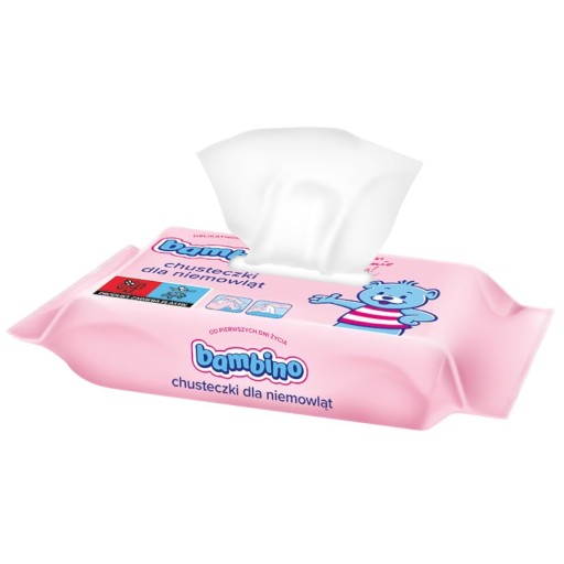 BAMBINO hydratačné a ošetrujúce obrúsky PRE BOJČATÁ A DETI 63 KS