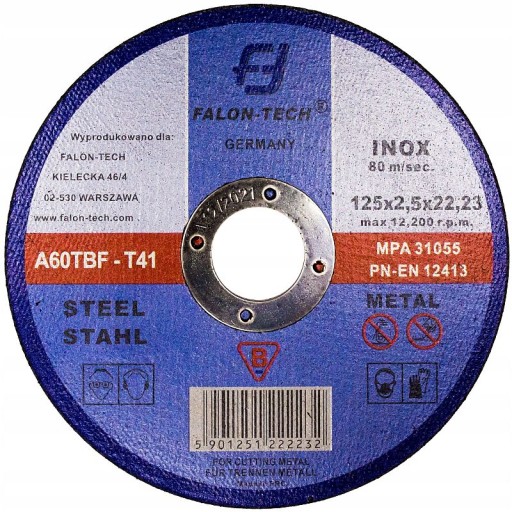INOX DISK 125X2,5mm NA REZANIE KOVOVEJ OCELE LIATINY INOX DROT 125MM 2,5MM