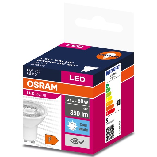 GU10 LED žiarovka 4,5W=50W 350lm 4000K 60° OSRAM