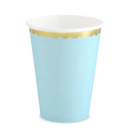 Papierové poháre k ročným narodeninám, modré, modré, 220 ml, 6 kusov