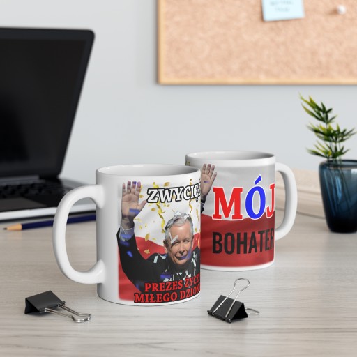 PREZIDENT JAREK KACZYŃSKI HRNČEK S Vtipnou POTLAČOU