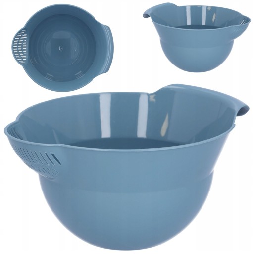 KUCHYŇSKÁ MISKA, plast, 1,8l, modrá, s rúčkou na miešanie šalátov