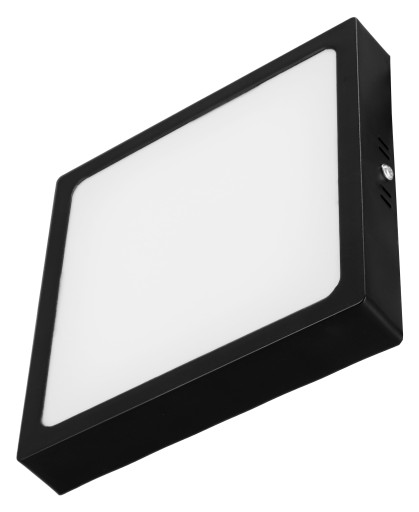 Štvorcový LED stropný panel na povrch, čierna 18W neblikajúca CCD lampa