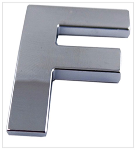 J9N09 ZNAK PÍSMENO CHROMOVANÉ PÍSMENO F F VEĽKÉ 5,6CM 49853