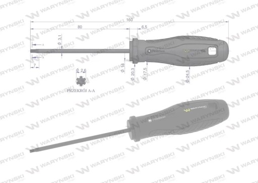 RM T10 skrutkovač. 80 mm. SVCM oceľ. Waryński