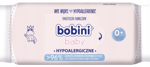 Bobini detské vlhčené obrúsky, hypoalergénne, super jemné, s výťažkom z ovsa