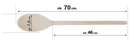 Oválna lyžica, dlhá lyžica, miešadlo, drevo, 70 cm