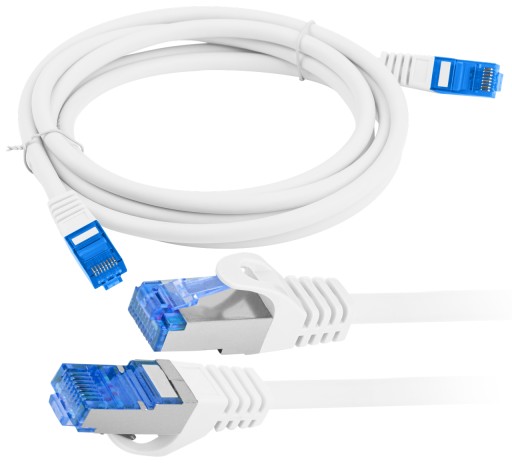 Ethernetový internetový kábel skrútený RJ45 LAN Cat 6A SFTP FLUKE 0,5 m biely