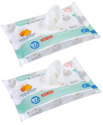 AKUKU VLHČENÉ TOALETNÉ Utierky 2x50