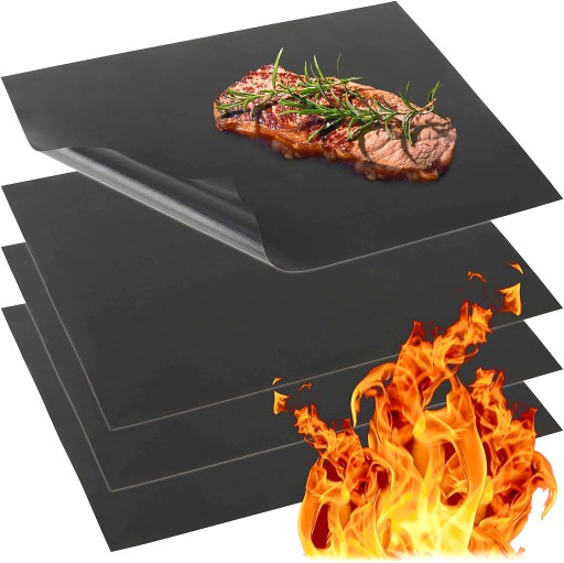 TEFLÓNOVÁ PODLOŽKA GRILOVACIA PODLOŽKA NA PEČENIE OPÄTOVNE POUŽITEĽNÝ BBQ PLECH 4 KS