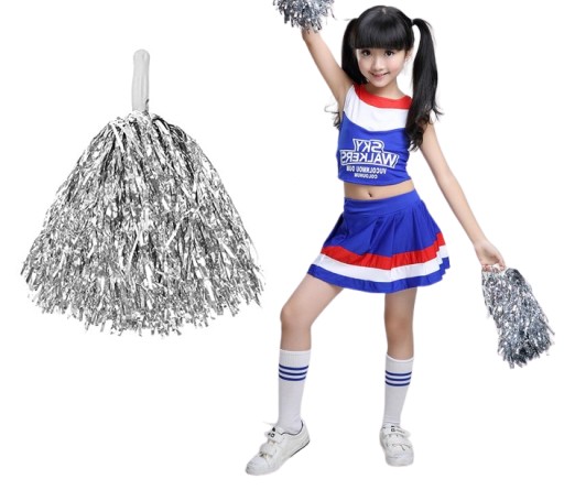 Roztlieskavacie bambuľky CHEERLEADER bambuľky SILVER outfit