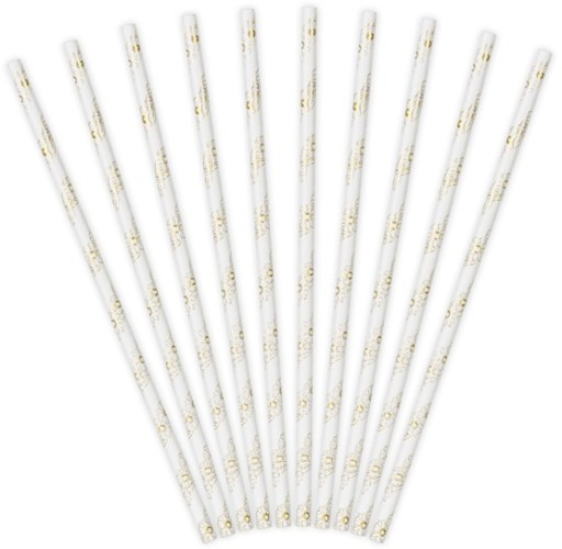 papierové slamky zlaté KVETY dekorácia SET 19,5 cm LUX