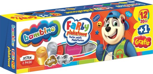 Bambino školské farby na plagáty 12+1 farieb 20ml