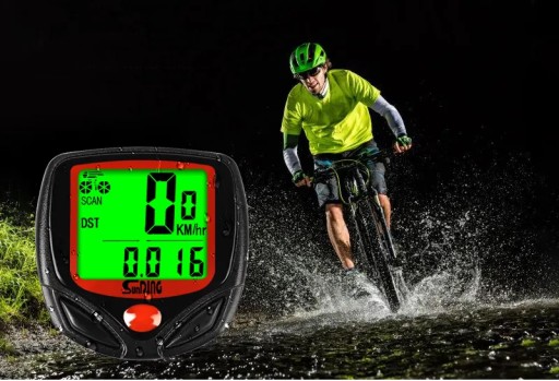 VODEODOLNÝ LCD BICYKEL POČÍTADLO RYCHLOSTI NAJAZDENÝCH KILOMETROV 14 FUNKCIÍ
