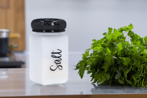 SALT BAR sklenená nádoba na soľ na korenie s nápisom matný povrch