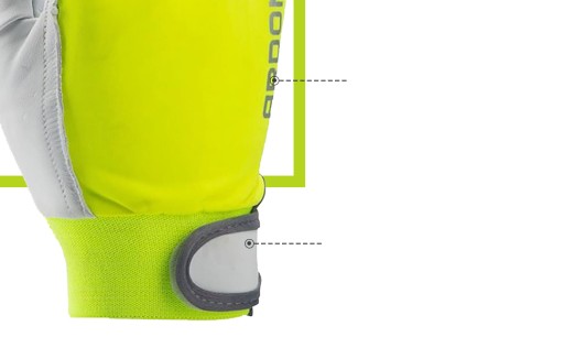 Reflexné kožené Fluo reflexné rukavice, 1 pár, veľkosť 8