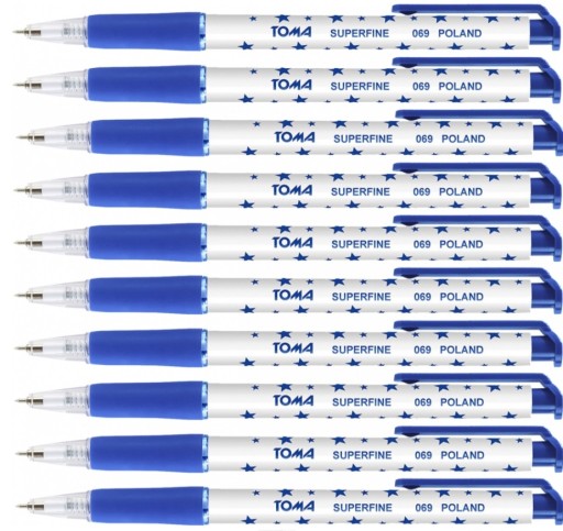 TOMA S-FINE BALLPOINT PEN AUTOMATIC STAR BLUE SADA 10ks