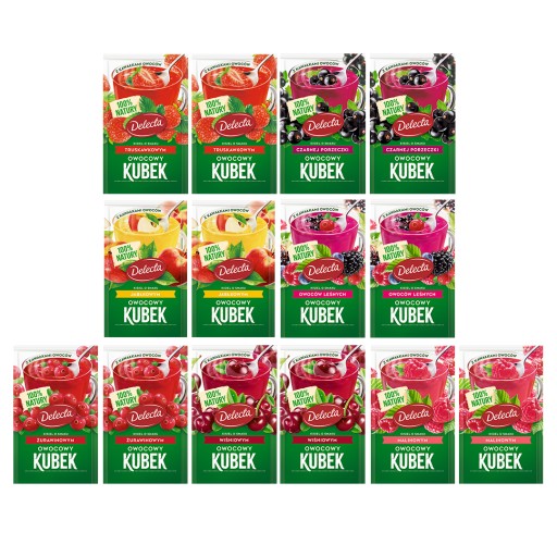 Instant Fruit Jelly Cup Delecta 7 príchutí 14x30g s kúskami ovocia