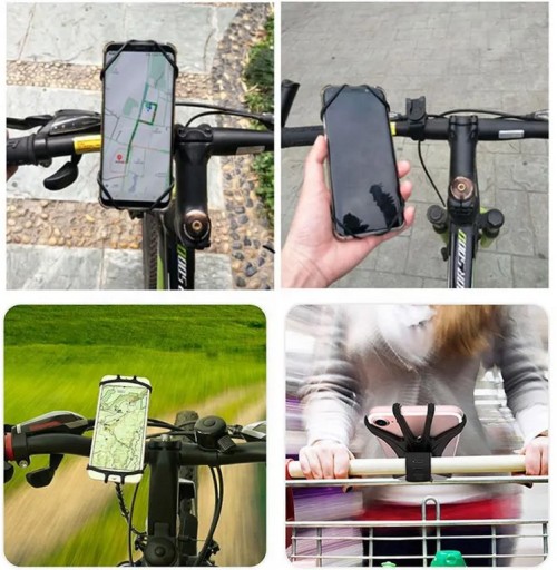 SILNÝ GUMOVÝ DRŽIAK NA BICYKEL PRE MOTOR SMARTFÓNU OTOČENIE 360° až o 6,5