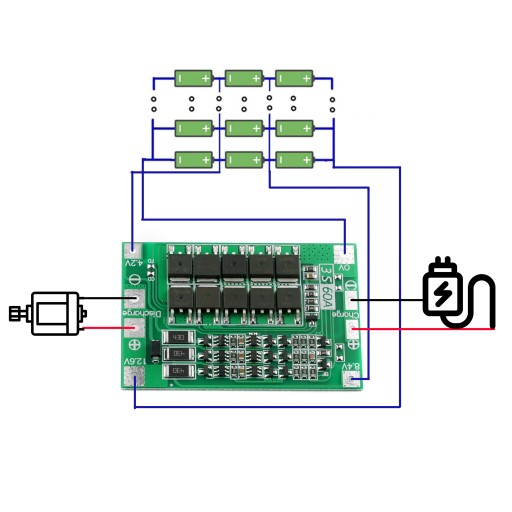BMS 3S 60A Li-Ion 18650 12,6V s balancérom