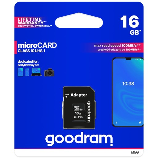 Adaptabilná micro SD pamäťová karta Goodram 16GB triedy 10