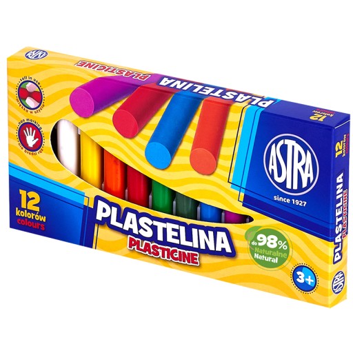 Školská plastelína Astra, 12 intenzívnych farieb, vysoká kvalita, v PÚZRIKU