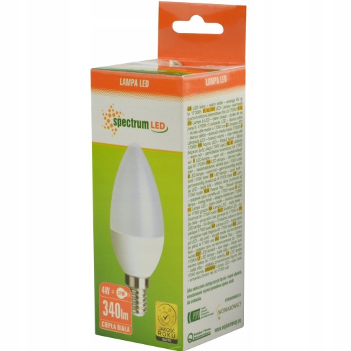 LED žiarovka na sviečku SMD 2835 E14 WARM 340lm 4W