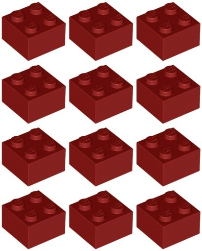LEGO 3003 BRICK 2x2 tmavočervená (15g) 12 ks.