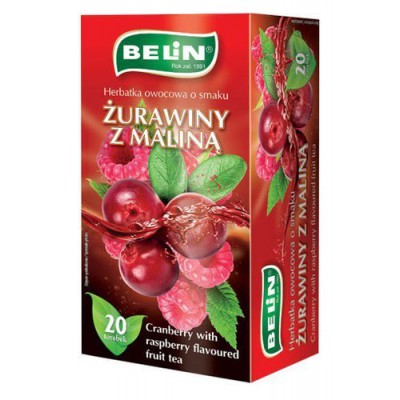 BELIN Brusnicový a malinový čaj, 20 vrecúšok