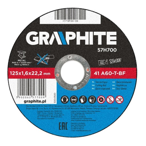 REZNÝ KOTÚČ NA KOV Grafit 57H700 125x22,2 mm