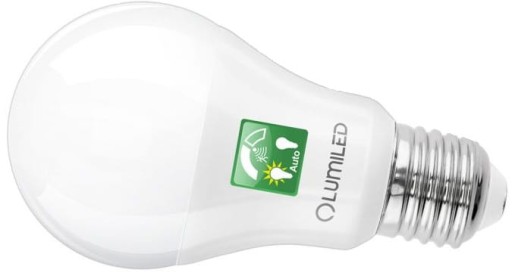 ŽIAROVKA SO SNÍMAČOM LUMILED LED E27 A60 10W=75W 1055lm 3000K TEPLÁ FARBA