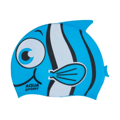 Silikónová kúpacia čiapka pre deti do bazéna Aqua-Sport Junior Fish Blue