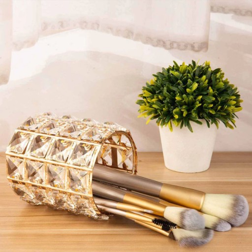 Elegantný organizér na MAKEUP štetce so zlatými kryštálmi