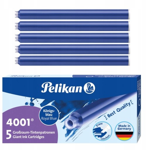 Dlhé modré atramentové perá Pelikan, 5 kusov