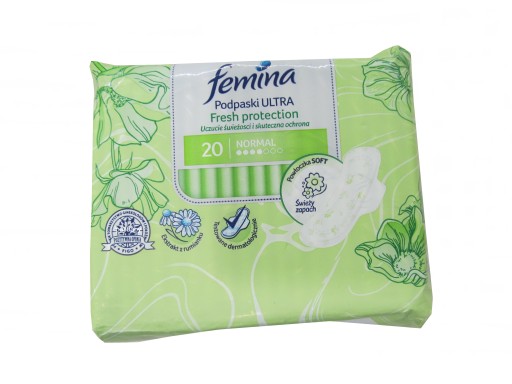 FEMINA ULTRA FRESH OCHRANNÉ SANITÁRNE VLOŽKY 20KS NORMÁLNY MÄKKÝ POVRCH