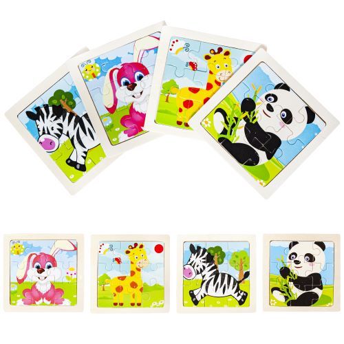 Drevená skladačka - 4 VARIANTY - zebra, králik, žirafa, panda