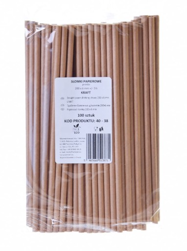 Papierové slamky NATURAL KRAFT 200x6mm / 100 ks