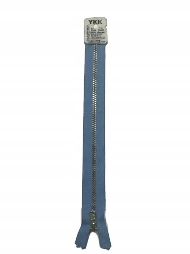 Kovový zips YKK 22 cm na modré nohavice