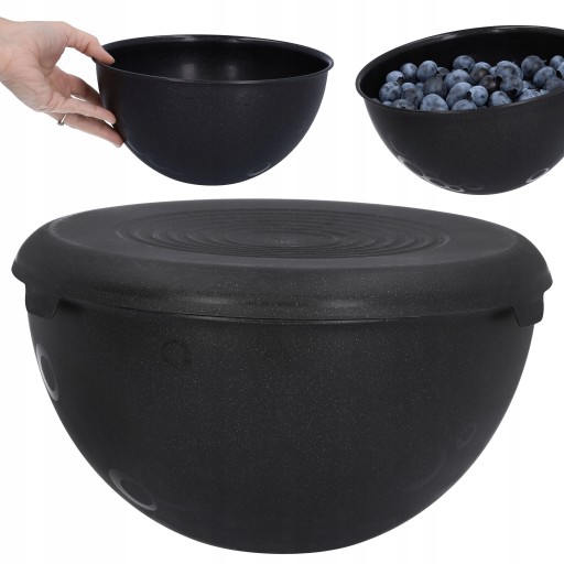 KUCHYŇSKÁ MISKA plastová čierna veľký 3L priemer 24,5 cm s praktickým vrchnákom