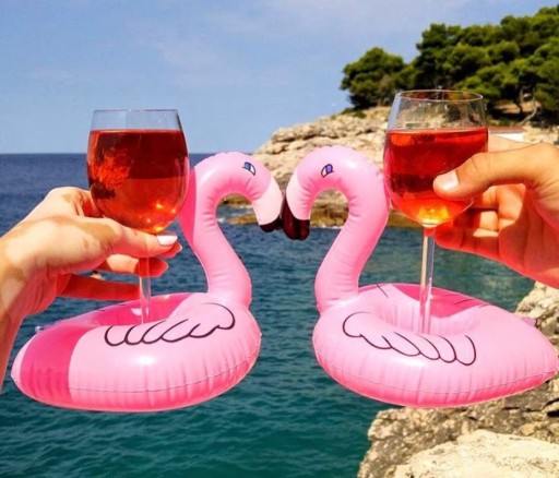 Nafukovací držiak na nápoje hrnček Coaster Flamingo for Water Drinks Pink