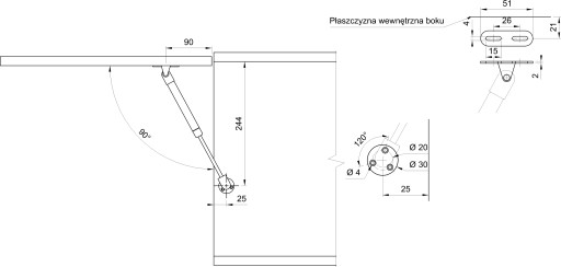 Plynový zdvihák, silný nábytkový pohon, 1 ks - SFD007 80N AMIX