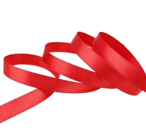 Saténová stuha, červená stuha, ROLKA 25m x 0,6cm