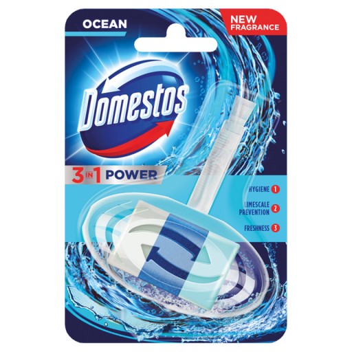 Domestos 3v1 Power – WC blok s WC košíkom, 40 g – Ocean