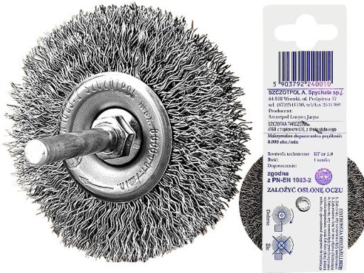 KOTÚČOVÁ KEFA DRRÁTENÁ NA VŔTAČKU S DRŽIKOM SZCZOTPOL 60 mm PL